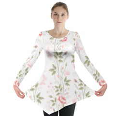 Flowers Roses Pattern Nature Bloom Long Sleeve Tunic  by Grandong