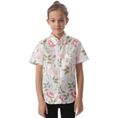 Flowers Roses Pattern Nature Bloom Kids  Short Sleeve Shirt by Grandong