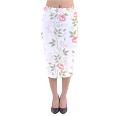 Flowers Roses Pattern Nature Bloom Velvet Midi Pencil Skirt by Grandong