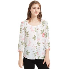 Flowers Roses Pattern Nature Bloom Chiffon Quarter Sleeve Blouse by Grandong