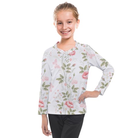 Flowers Roses Pattern Nature Bloom Kids  Long Mesh T-shirt by Grandong