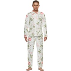 Flowers Roses Pattern Nature Bloom Men s Long Sleeve Velvet Pocket Pajamas Set by Grandong