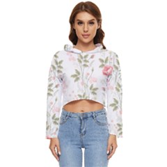 Flowers Roses Pattern Nature Bloom Women s Lightweight Cropped Hoodie by Grandong