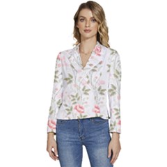 Flowers Roses Pattern Nature Bloom Women s Long Sleeve Revers Collar Cropped Jacket by Grandong