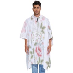 Flowers Roses Pattern Nature Bloom Men s Hooded Rain Ponchos by Grandong