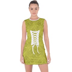 Stylized Botanic Print Lace Up Front Bodycon Dress by dflcprintsclothing