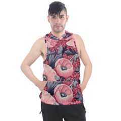 Vintage Floral Poppies Men s Sleeveless Hoodie by Grandong