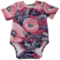 Vintage Floral Poppies Baby Short Sleeve Bodysuit by Grandong