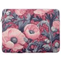 Vintage Floral Poppies 17  Vertical Laptop Sleeve Case With Pocket View1