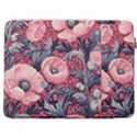 Vintage Floral Poppies 17  Vertical Laptop Sleeve Case With Pocket View2