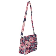 Vintage Floral Poppies Shoulder Bag With Back Zipper by Grandong