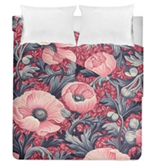 Vintage Floral Poppies Duvet Cover Double Side (queen Size) by Grandong