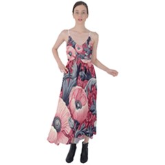 Vintage Floral Poppies Tie Back Maxi Dress by Grandong