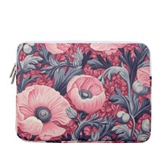 Vintage Floral Poppies 13  Vertical Laptop Sleeve Case With Pocket by Grandong