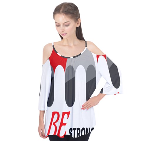 Be Strong  Flutter Sleeve T-shirt  by Raju