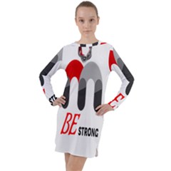 Be Strong  Long Sleeve Hoodie Dress