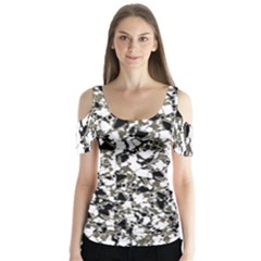 Barkfusion Camouflage Butterfly Sleeve Cutout T-shirt 