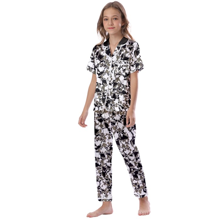 BarkFusion Camouflage Kids  Satin Short Sleeve Pajamas Set