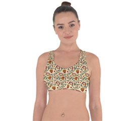 Floral Design Cross String Back Sports Bra by designsbymallika