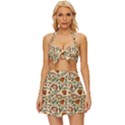 Floral Design Vintage Style Bikini Top and Skirt Set  View1