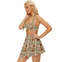 Floral Design Vintage Style Bikini Top and Skirt Set  View2