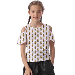 Teddy Pattern Kids  Butterfly Cutout T-Shirt