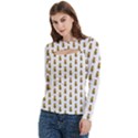 Teddy Pattern Women s Cut Out Long Sleeve T-Shirt View2