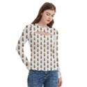 Teddy Pattern Women s Cut Out Long Sleeve T-Shirt View3