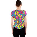 Colorful-graffiti-pattern-blue-background Crew Neck Crop Top View2