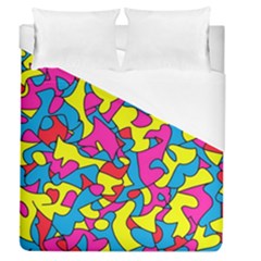 Colorful-graffiti-pattern-blue-background Duvet Cover (queen Size) by designsbymallika