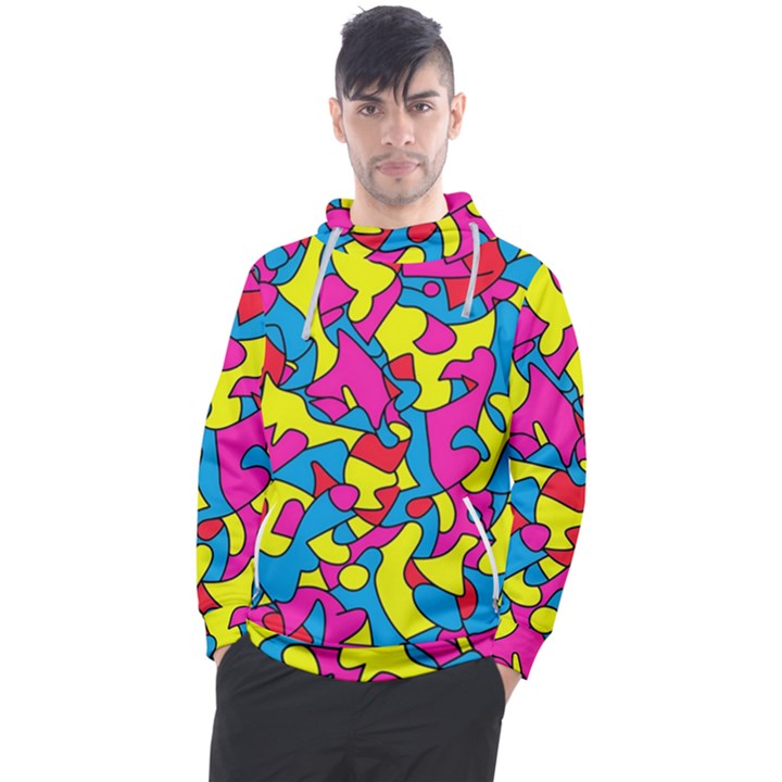 Colorful-graffiti-pattern-blue-background Men s Pullover Hoodie