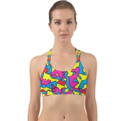 Colorful-graffiti-pattern-blue-background Back Web Sports Bra by designsbymallika