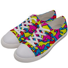 Colorful-graffiti-pattern-blue-background Men s Low Top Canvas Sneakers by designsbymallika