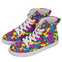 Colorful-graffiti-pattern-blue-background Women s Hi-Top Skate Sneakers View2