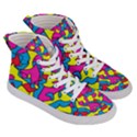 Colorful-graffiti-pattern-blue-background Women s Hi-Top Skate Sneakers View3