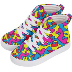 Colorful-graffiti-pattern-blue-background Kids  Hi-top Skate Sneakers by designsbymallika