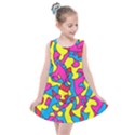 Colorful-graffiti-pattern-blue-background Kids  Summer Dress View1