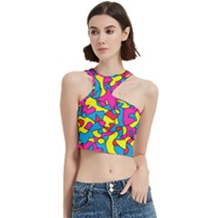 Colorful-graffiti-pattern-blue-background Cut Out Top by designsbymallika