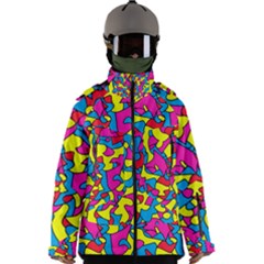 Colorful-graffiti-pattern-blue-background Men s Zip Ski And Snowboard Waterproof Breathable Jacket by designsbymallika