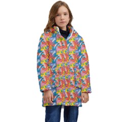 Abstract Pattern Kids  Hooded Longline Puffer Jacket by designsbymallika