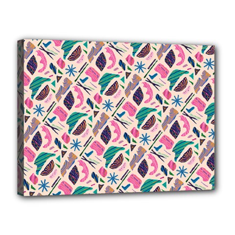 Multi Colour Pattern Canvas 16  X 12  (stretched) by designsbymallika