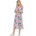 Multi Colour Pattern Double Cuff Midi Dress View2