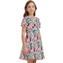 Multi Colour Pattern Kids  Bow Tie Puff Sleeve Dress View2