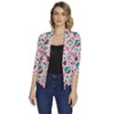 Multi Colour Pattern Women s Draped Front 3/4 Sleeve Shawl Collar Jacket View1