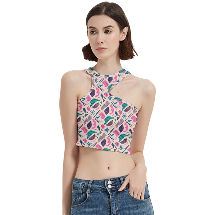 Multi Colour Pattern Cut Out Top