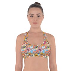 Pop Culture Abstract Pattern Cross Back Sports Bra by designsbymallika