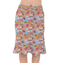 Pop Culture Abstract Pattern Short Mermaid Skirt