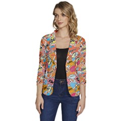 Pop Culture Abstract Pattern Women s One-button 3/4 Sleeve Short Jacket by designsbymallika