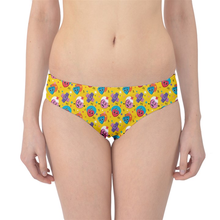 Heart Diamond Pattern Hipster Bikini Bottoms