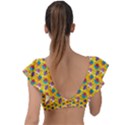 Heart Diamond Pattern Plunge Frill Sleeve Bikini Top View2